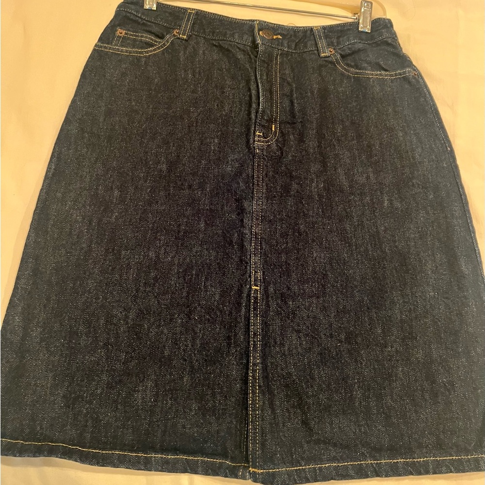 The Limited Dark Blue Denim Jean Pencil Skirt Sz 8 slit in front 5 pocket design - Picture 3 of 6